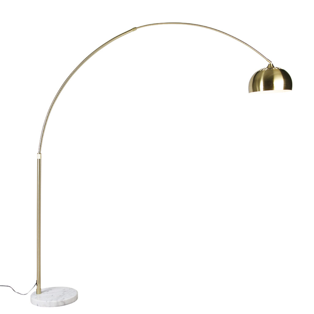 booglampen Booglamp messing met witte marmeren voet verstelbaar XXL MarmerStaal is een tijdloos model dat prima past in Art Deco interieur. Zijn moderne