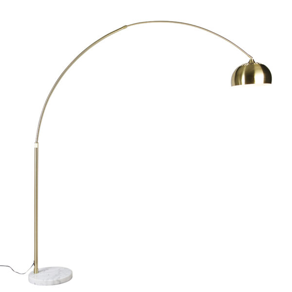 booglampen Booglamp messing met witte marmeren voet verstelbaar XXL MarmerStaal is een tijdloos model dat prima past in Art Deco interieur. Zijn moderne