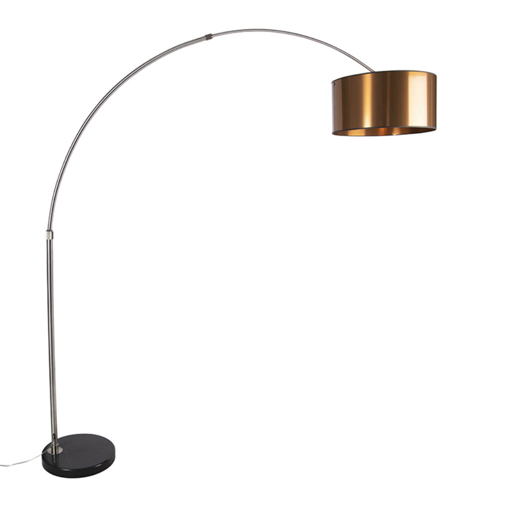 booglampen Booglamp staal kap koper 50 cm XXL MetaalStof Staal Een leuke booglamp als blikvanger in Deze met marmeren voet is net wat jij nodig hebt. De koperen