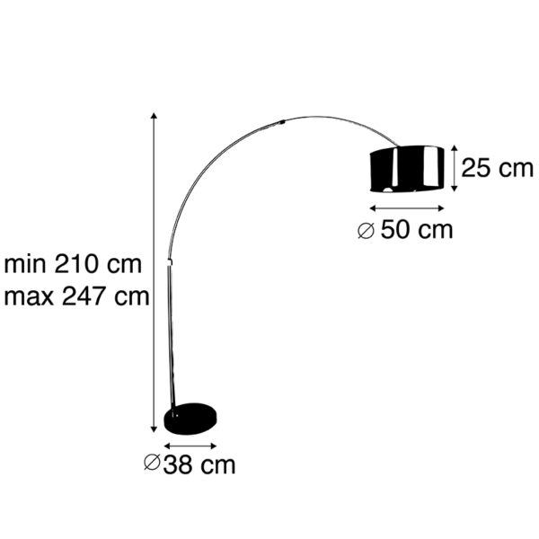 Booglamp staal kap koper 50 cm - XXL - Afbeelding 3