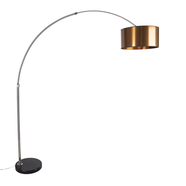 booglampen Booglamp staal kap koper 50 cm XXL MetaalStof Staal Een leuke booglamp als blikvanger in Deze met marmeren voet is net wat jij nodig hebt. De koperen