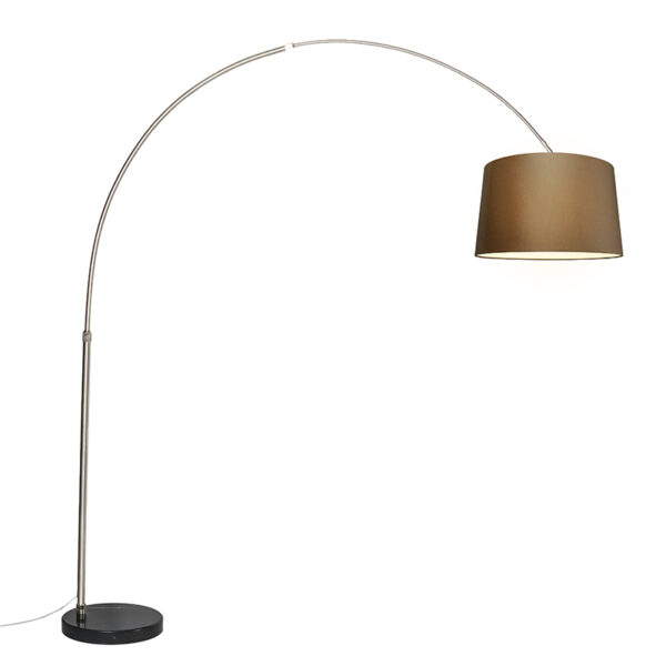 booglampen Booglamp staal stoffen kap bruin 45 cm XXL MetaalStof Staal Een leuke booglamp als blikvanger in Deze inclusief marmeren voet is net wat jij nodig