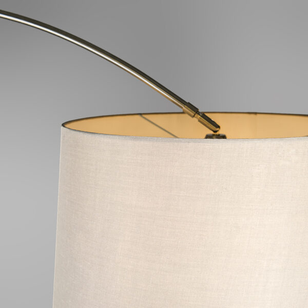 Booglamp staal stoffen kap wit 45 cm - XXL - Afbeelding 2