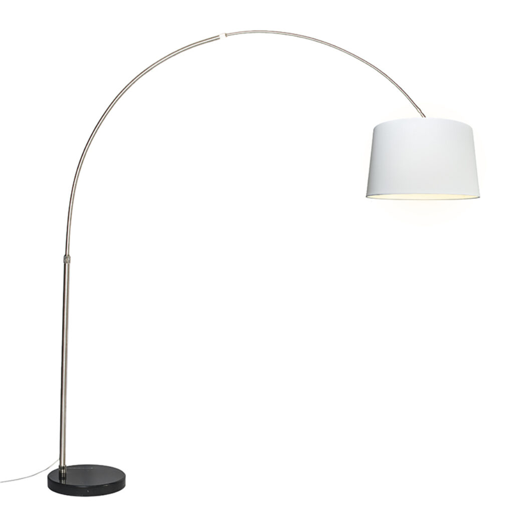 booglampen Booglamp staal stoffen kap wit 45 cm XXL MetaalStof Staal Een leuke booglamp als blikvanger in Deze met marmeren voet is net wat jij nodig hebt. Let