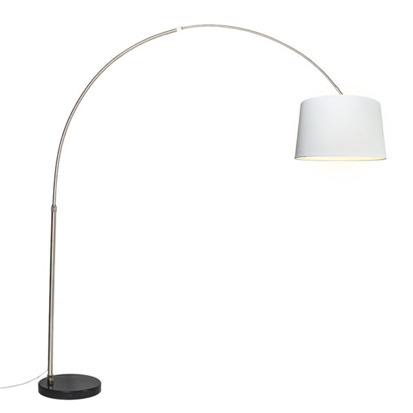 booglampen Booglamp staal stoffen kap wit 45 cm XXL MetaalStof Staal Een leuke booglamp als blikvanger in Deze met marmeren voet is net wat jij nodig hebt. Let