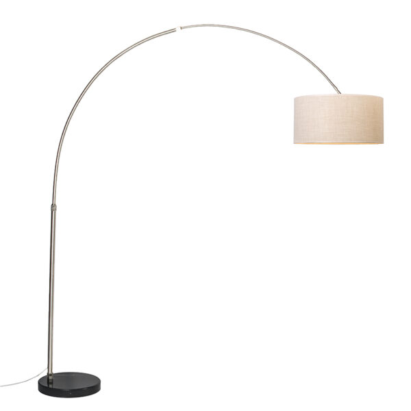 booglampen Booglamp staal stoffen kap 50 cm XXL MetaalStof Staal Een leuke booglamp als blikvanger in Deze inclusief marmeren voet is net wat jij nodig hebt. De