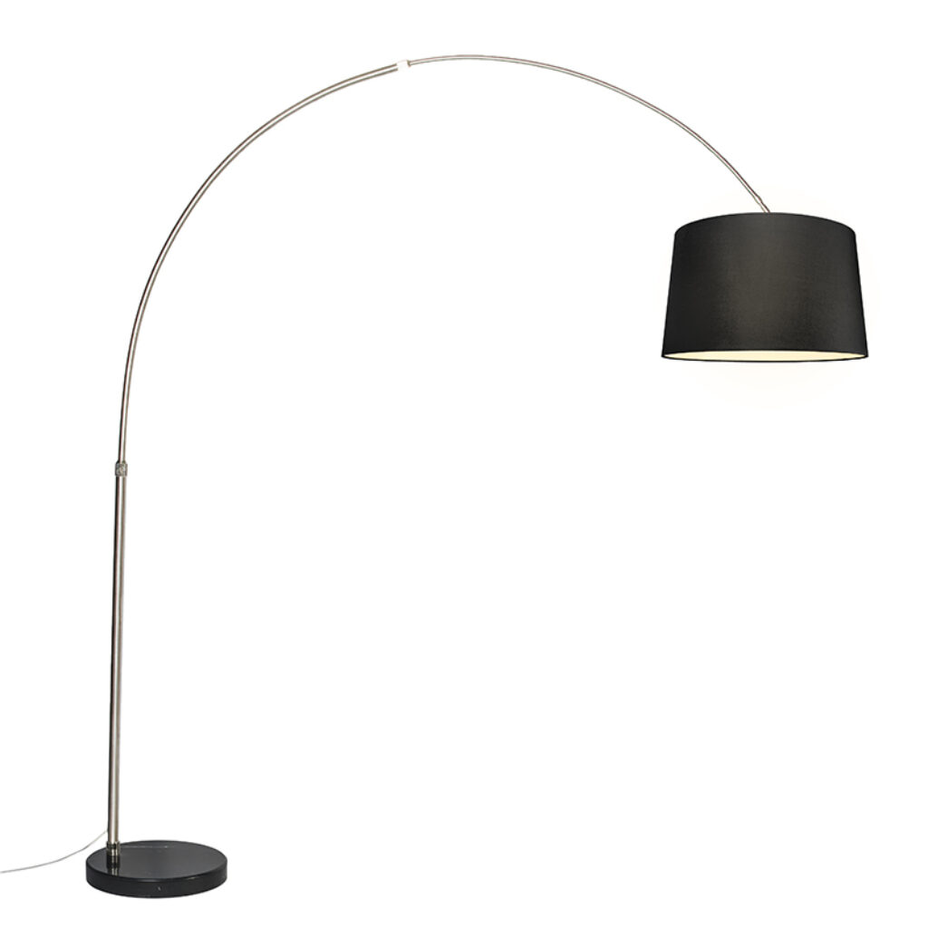 booglampen Booglamp staal stoffen kap zwart 45 cm XXL MetaalStof Staal Een leuke booglamp als blikvanger in Deze met marmeren voet is net wat jij nodig hebt.