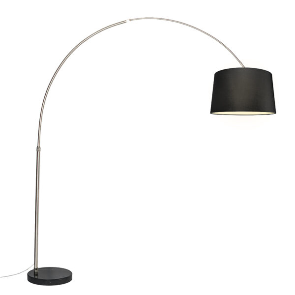 booglampen Booglamp staal stoffen kap zwart 45 cm XXL MetaalStof Staal Een leuke booglamp als blikvanger in Deze met marmeren voet is net wat jij nodig hebt.
