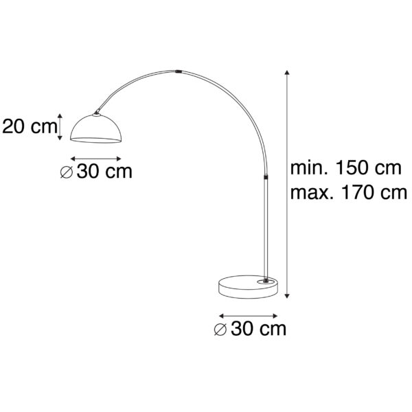 Moderne booglamp chroom met witte kap - Arc Basic - Afbeelding 3
