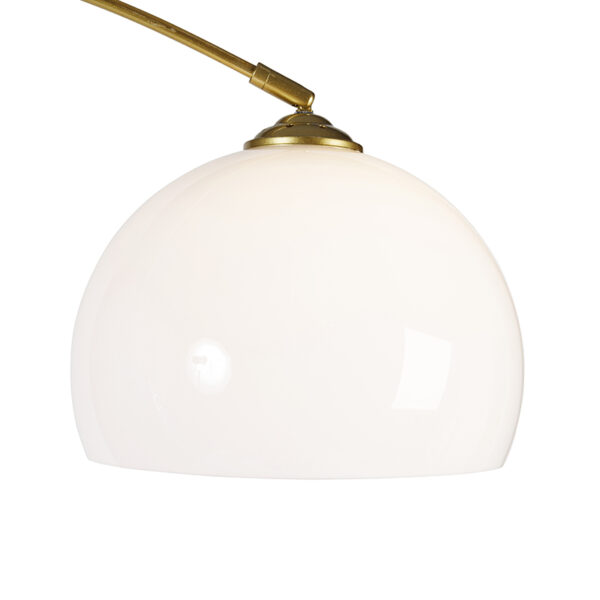 Moderne booglamp messing met witte kap - Arc Basic - Afbeelding 2