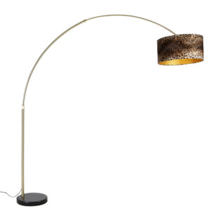 booglampen Moderne booglamp messing zwart marmeren voet kap luipaard 50 cm StaalStof Luipaard print Wij zijn helemaal fan van deze gewaagde met Met boog haalt
