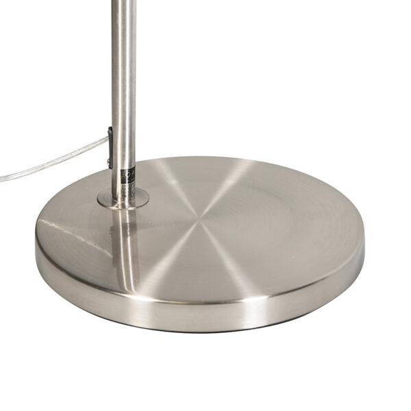 Moderne booglamp staal met grijze stoffen kap - Arc Basic - Afbeelding 2