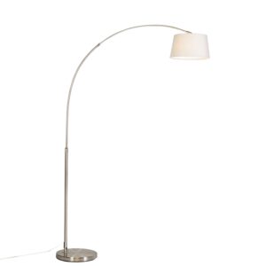booglampen Moderne booglamp staal met witte stoffen kap Arc Basic StofStaal Wit De heeft een uitgesproken uitstraling zijn stalen basis in combinatie de