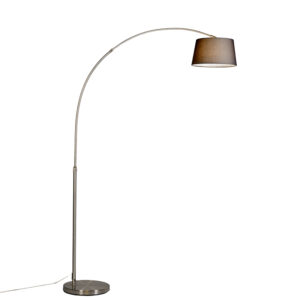 booglampen Moderne booglamp staal met zwarte stoffen kap Arc Basic StofStaal Staal De heeft een uitgesproken minimale uitstraling zijn stalen basis in