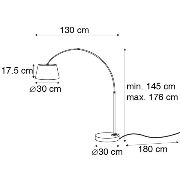 Moderne booglamp zwart met goud - Arc Basic - Afbeelding 4