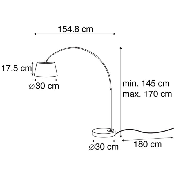 Moderne booglamp zwart met goud - Arc Basic - Afbeelding 3
