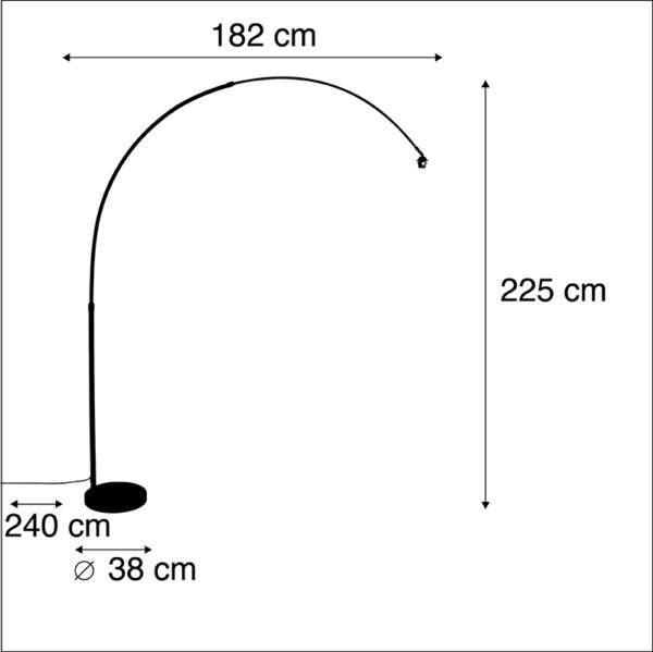 Moderne booglamp zwart met marmeren voet - XXL - Afbeelding 3