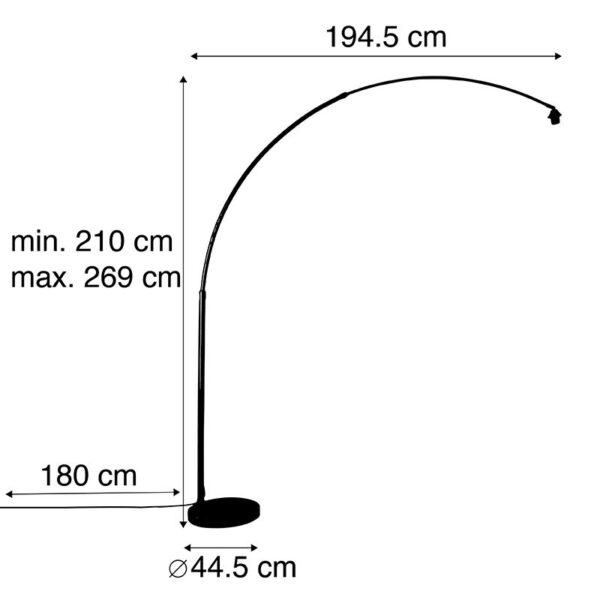 Moderne booglamp zwart met wit verstelbaar zonder kap - XXL - Afbeelding 3