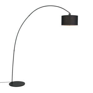 booglampen Moderne booglamp zwart Vinossa StofStaal Zwart De heeft een uitgesproken minimale uitstraling met zijn zwarte kleur in combinatie de lampenkap. Een