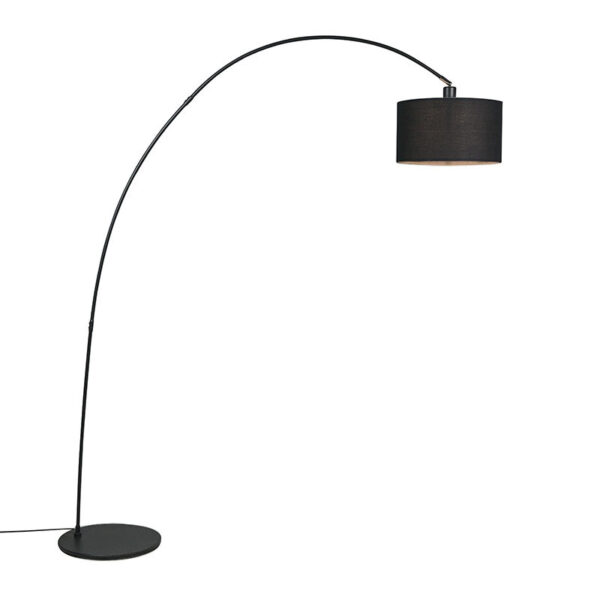 booglampen Moderne booglamp zwart Vinossa StofStaal Zwart De heeft een uitgesproken minimale uitstraling met zijn zwarte kleur in combinatie de lampenkap. Een