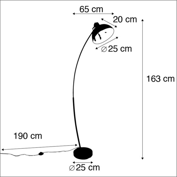 Scandinavische booglamp zwart met goud - Recife - Afbeelding 3