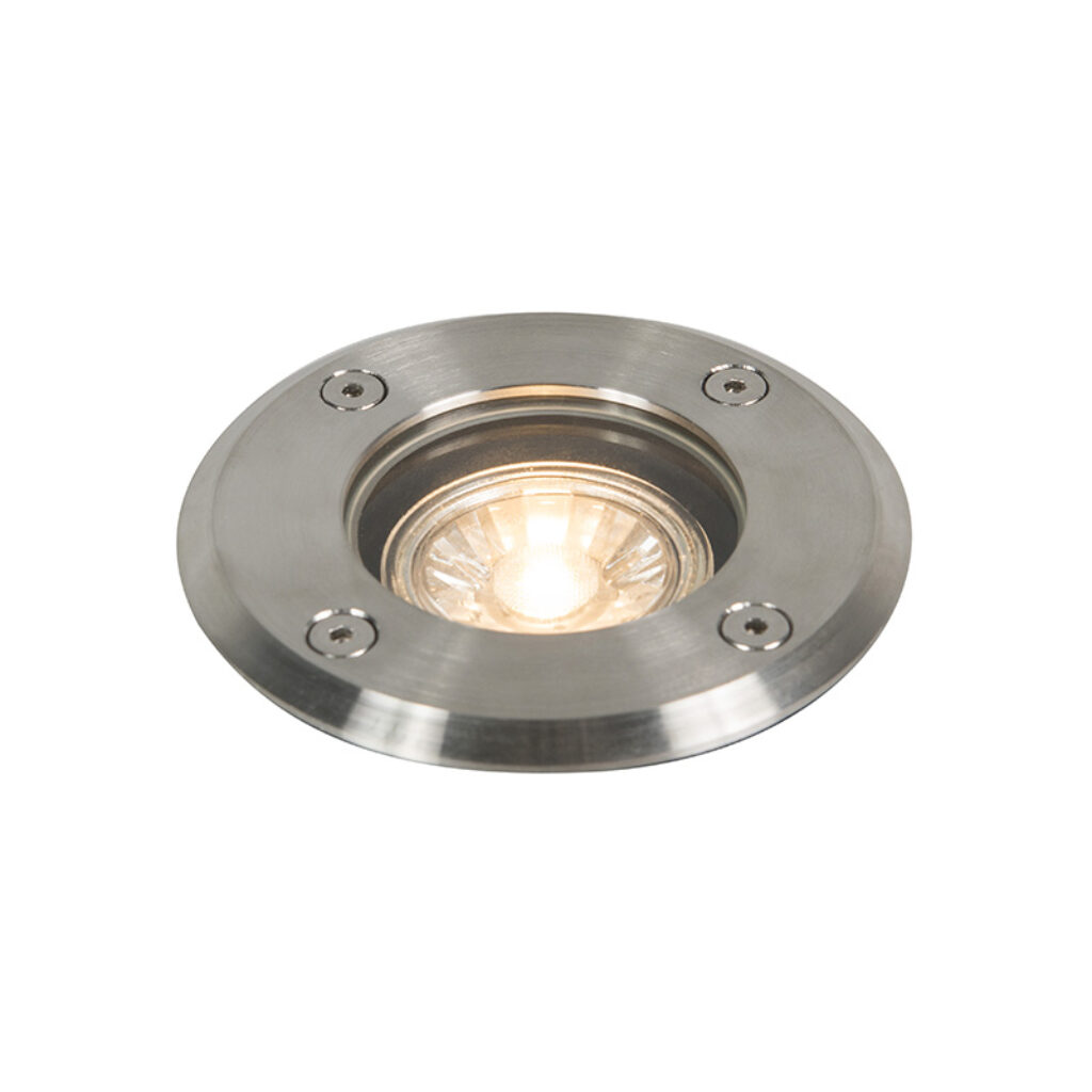 grondspots Buiten grondspot staal 11cm IP67 Basic Round GlasRoestvrij Staal Een simpele maar stijlvolle is deze Basis afgewerkt in RVS De spot heeft een GU10