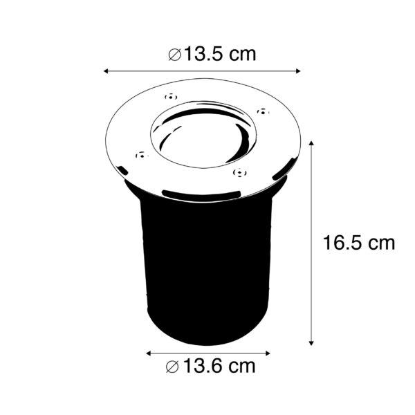 Moderne grondspot staal 16,5 cm IP67 - Basic Round - Afbeelding 3