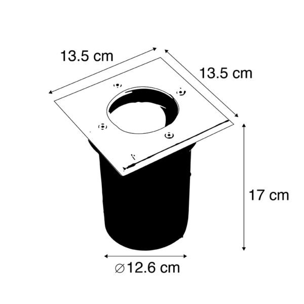 Moderne grondspot staal 13,5 cm IP67 - Basic Square - Afbeelding 3