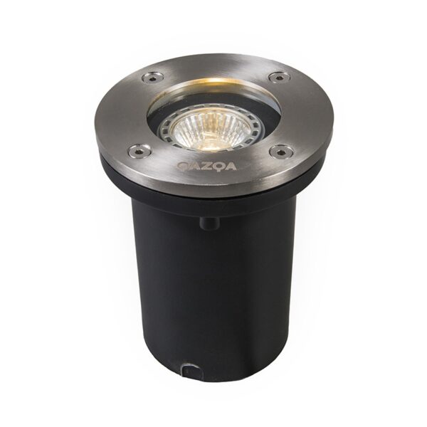 grondspots Moderne grondspot staal RVS Basic Round GlasRoestvrij Staal Stevige en eenvoudige voor buiten met IP65 die ideaal is op het buitenterras of als