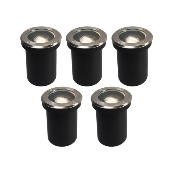 grondspots Set van 5 buiten RVS IP65 Delux GlasKunststofRoestvrij staal Staal Mooie grondspot goede kwaliteit met zware afdekring. Deze is voorzien een