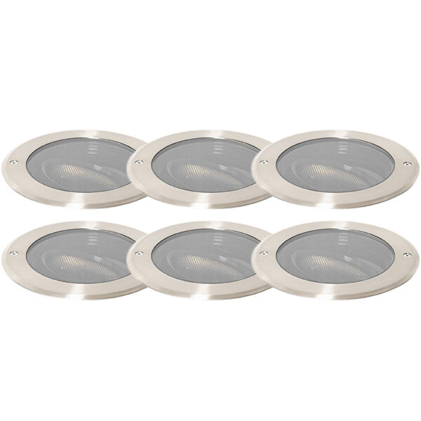 grondspots Set van 6 grondspot staal AR111 verstelbaar IP65 Delux Honey AluminiumGlas Staal Kan jouw tuin of oprit wel wat verlichting Met deze maak je het is