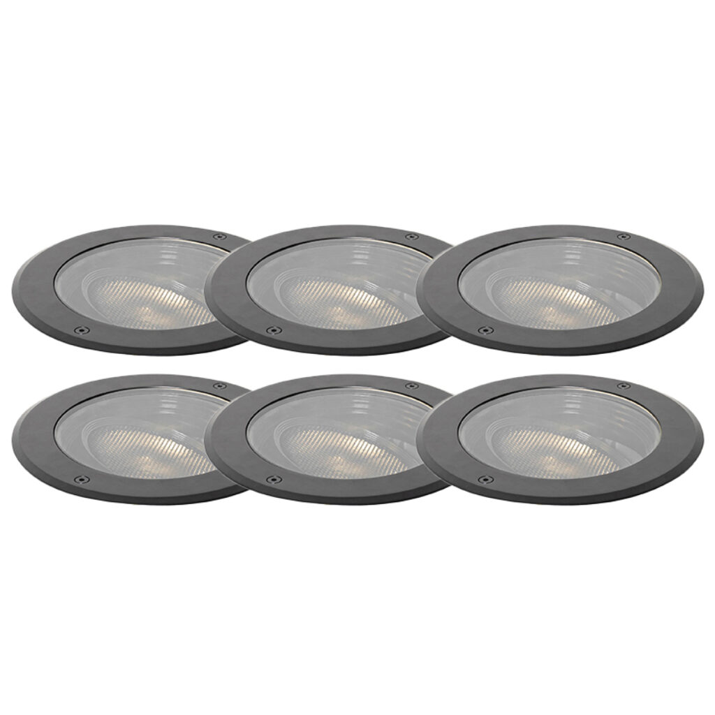 grondspots Set van 6 grondspot wart AR111 verstelbaar IP65 Delux Honey AluminiumGlas Zwart Is het tijd om jouw tuin te Dat kan met de Deze moderne staan