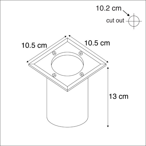 Set van 5 Grondspots staal IP65 - Basic Square - Afbeelding 3