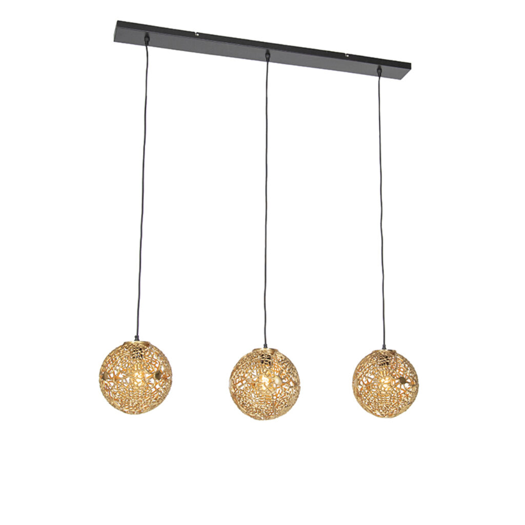 hanglampen Art Deco hanglamp goud langwerpig Maro AluminiumStaal Haal een echte eyecatcher in huis met onze Maro. Deze is afgewerkt zwart armatuur en gouden