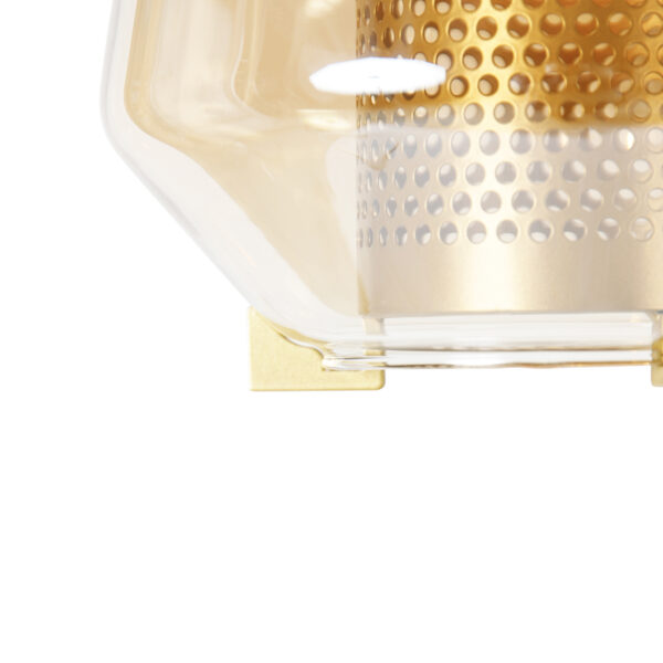 Art deco hanglamp goud met amber glas 6-lichts - Kevin - Afbeelding 2