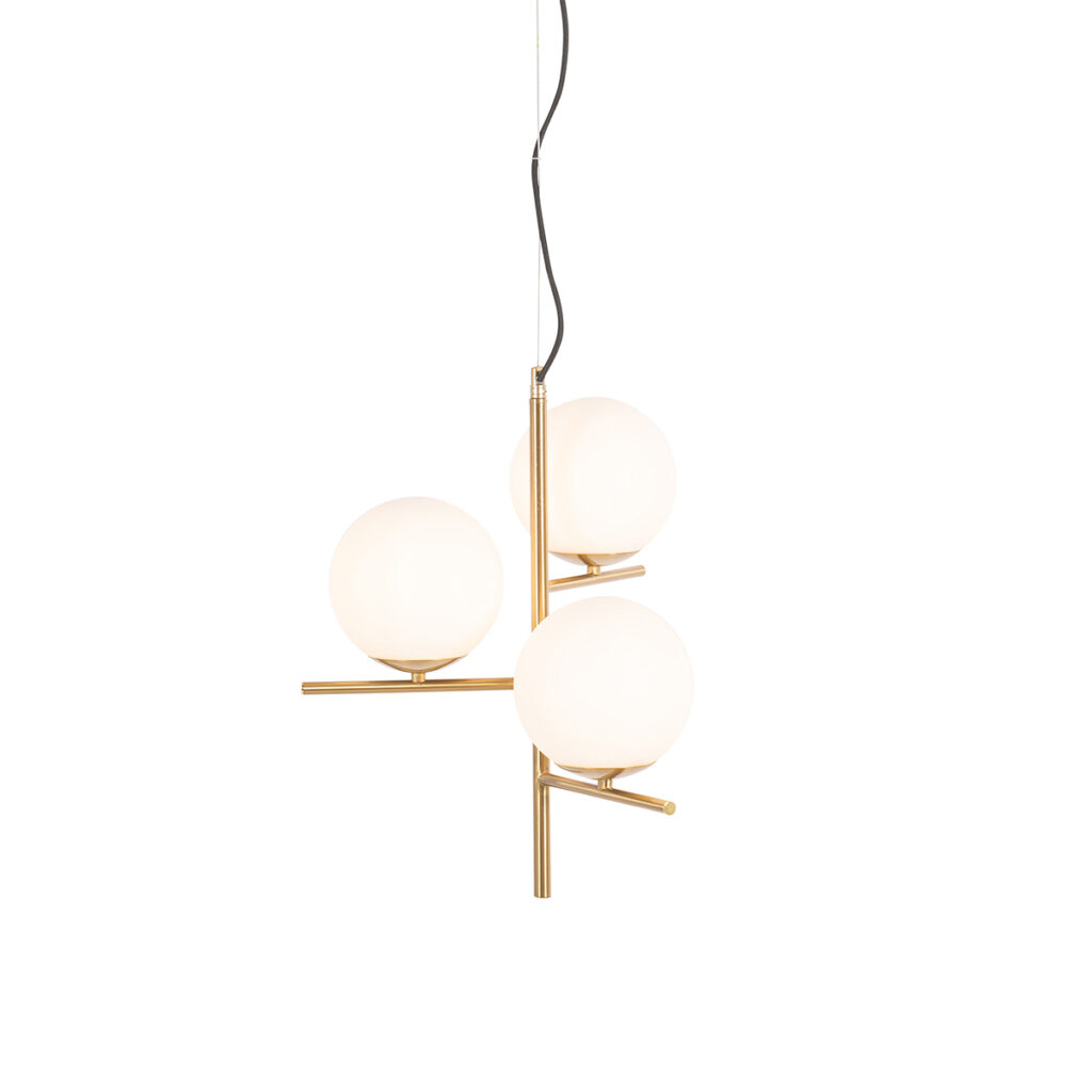 hanglampen Art deco hanglamp goud met opaal glas Flore StaalGlas zorgt voor gezellige Deze is een echte toevoeging boven de eettafel in hal of jouw Hij