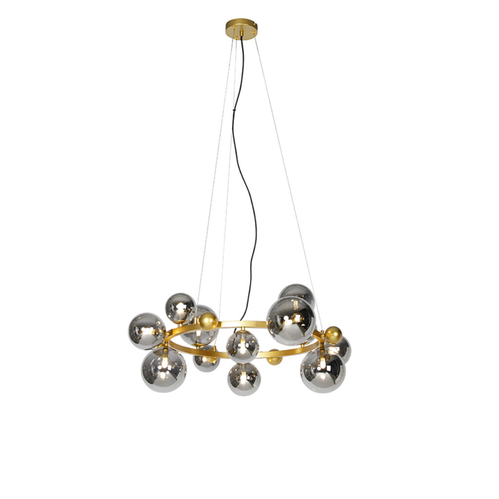 hanglampen Art Deco hanglamp goud met smoke glas David StaalGlas Elegantie en stijl staat bij onze Een mooie die is afgewerkt een opvallend armatuur glas. Deze