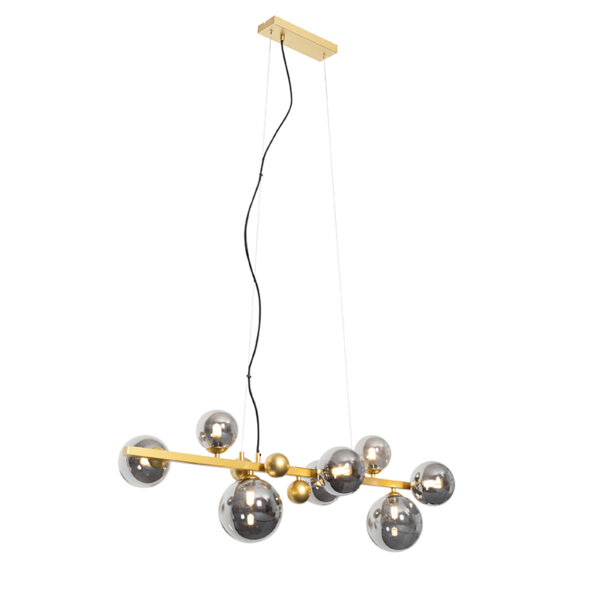 hanglampen Art Deco hanglamp goud met smoke glas David StaalGlas Elegantie en stijl staat bij onze Het is een mooie die afgewerkt gouden armatuur glas. Hij