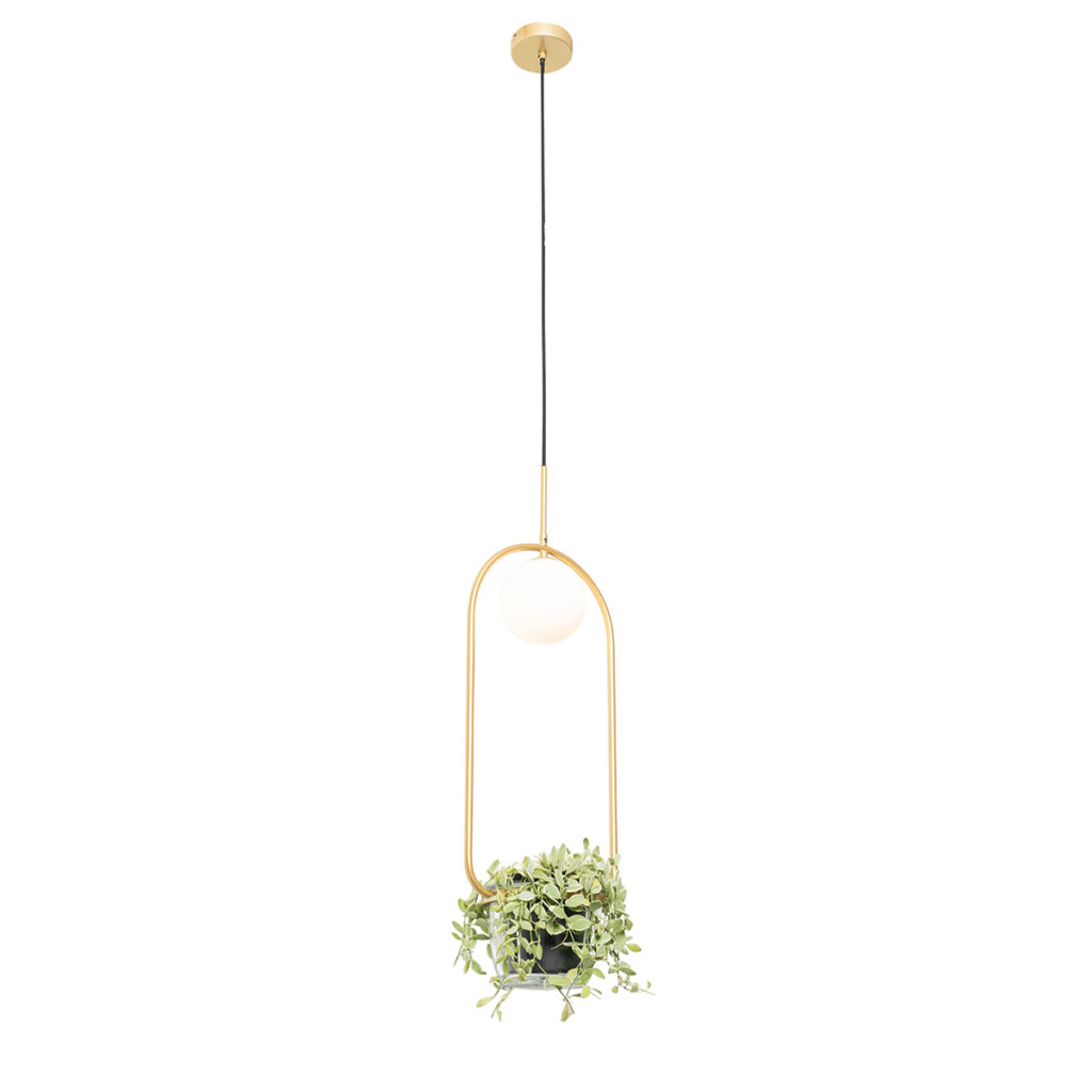 hanglampen Art deco hanglamp goud met wit glas Isabella StaalGlas Geen plek om planten neer te Dan combineert deze het beste van twee werelden. is gemaakt staal