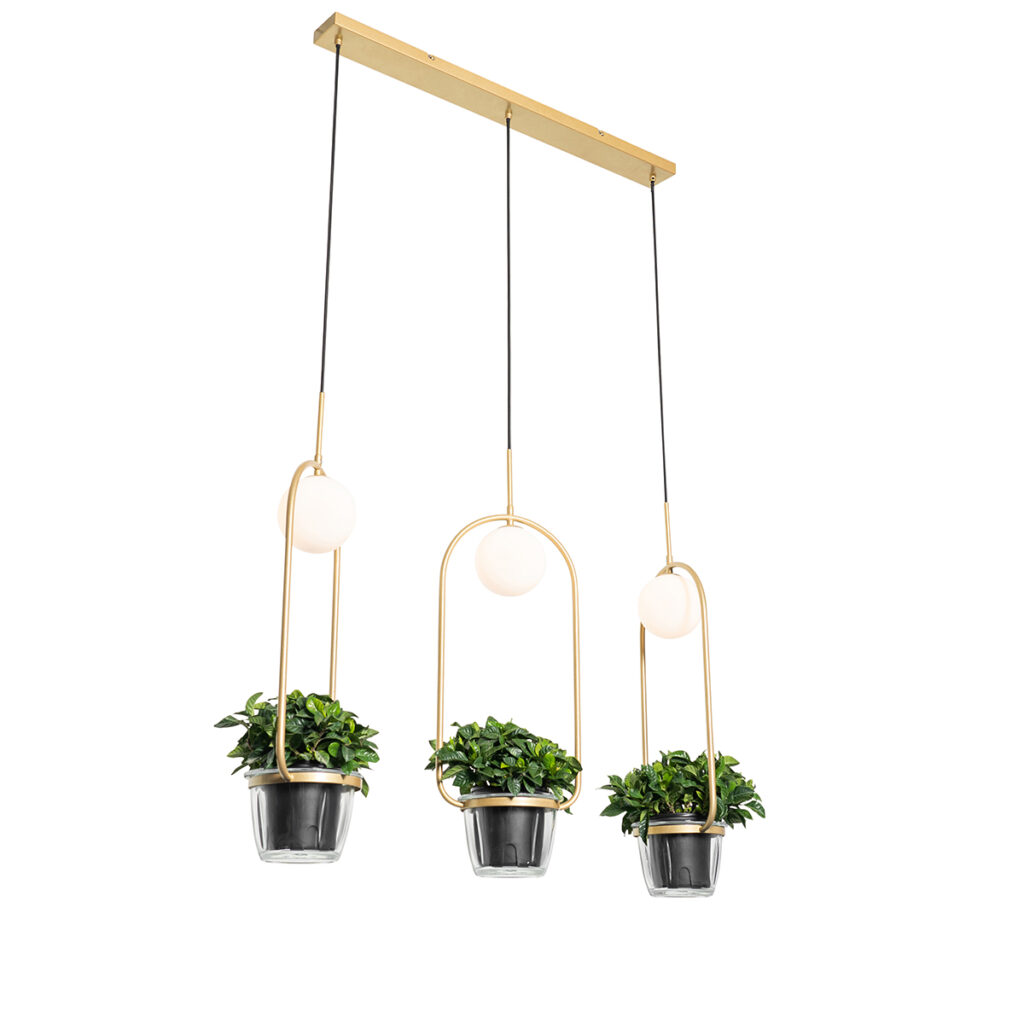 hanglampen Art deco hanglamp goud met wit glas Isabella StaalGlas Geen plek om planten neer te Dan combineert deze het beste van twee werelden. is gemaakt staal