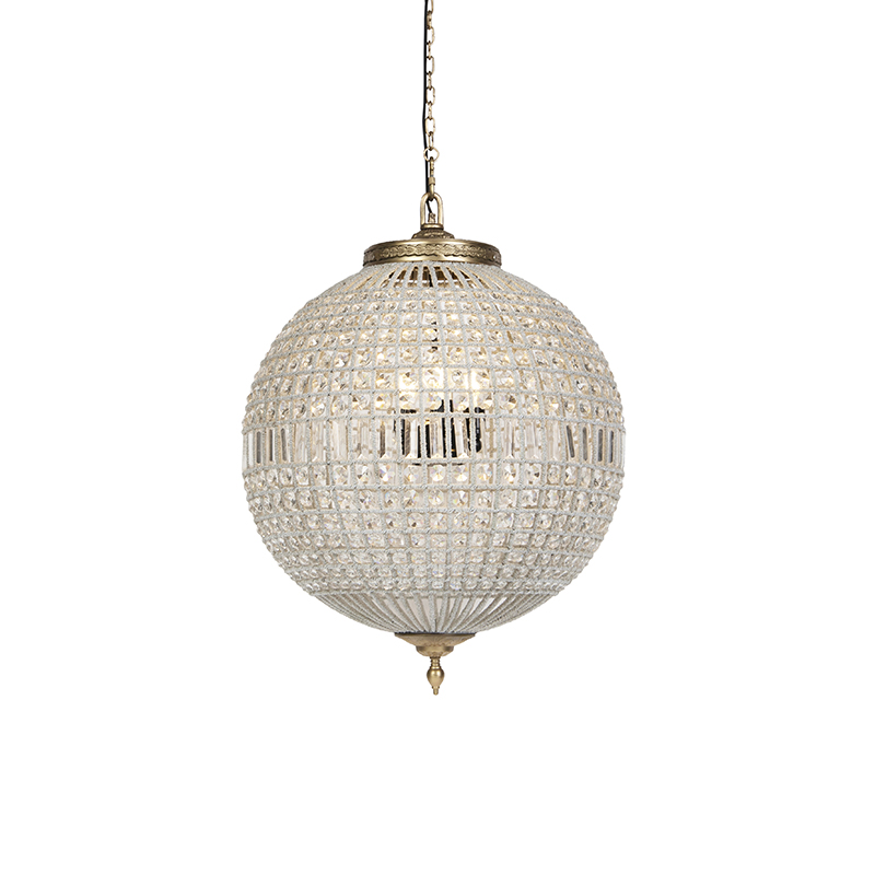 hanglampen Art Deco hanglamp kristal 65cm goud Kasbah AluminiumGlasKristal Transparant Deze is met aandacht voor detail gemaakt zoals de ketting alle