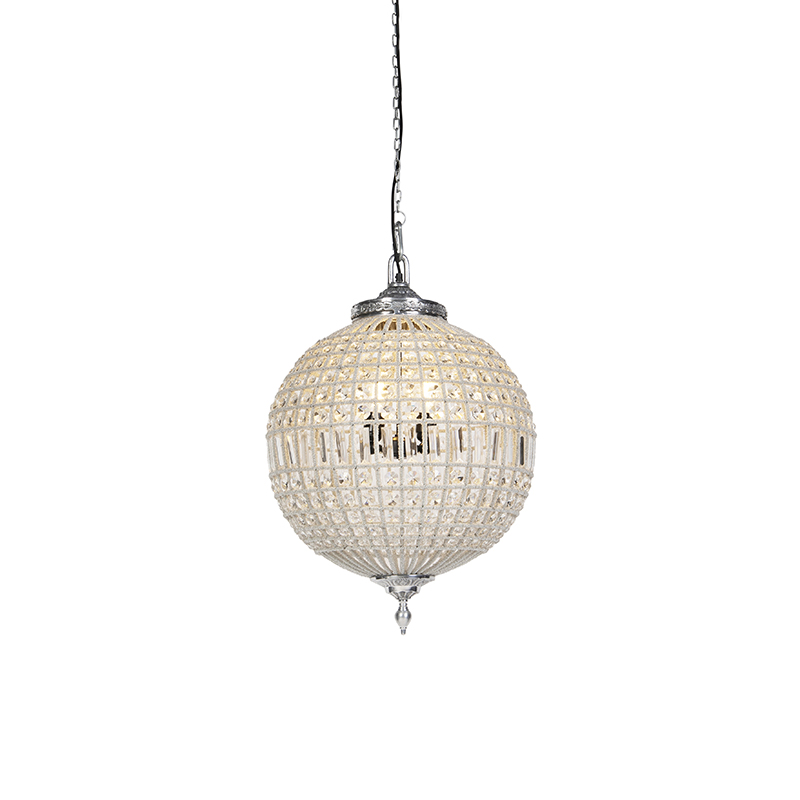 hanglampen Art Deco hanglamp kristal 50 cm zilver Kasbah AluminiumGlasKristal Transparant Hanglamp is een pareltje om te De lamp met aandacht voor detail
