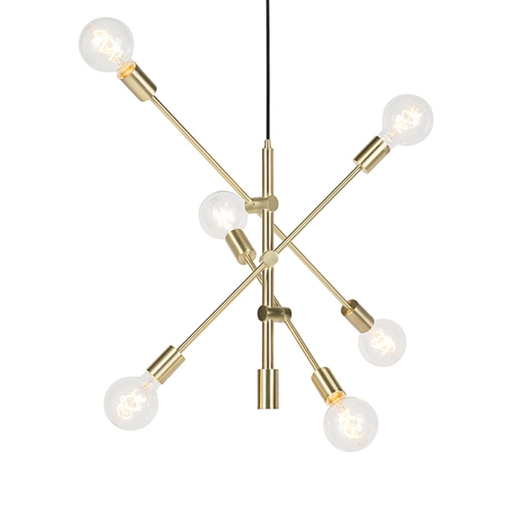 hanglampen Art deco hanglamp mat messing Sydney Staal Dit is wel een hele bijzondere de met look. In lamp plek voor zes verschillende lichtbronnen fitting van