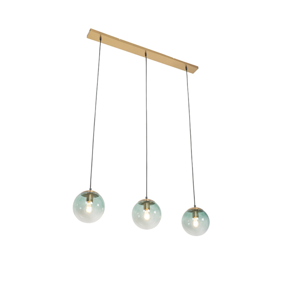 hanglampen Art deco hanglamp messing met groen glas Pallon GlasStaal Groen Haal een leuke Deco sfeer in huis deze Mezzi is afgewerkt lichtgroen wat Deze steelt