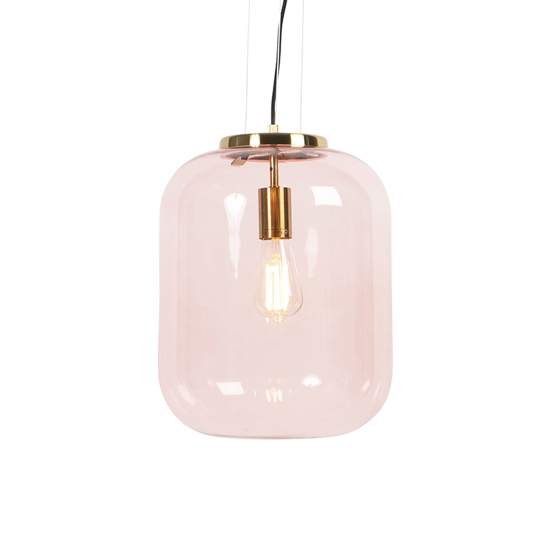 hanglampen Art Deco hanglamp messing met roze glas Bliss GlasStaal Roze Fleur je interieur op onze vrolijke hanglamp. Deze lamp is afgewerkt lichtroze en