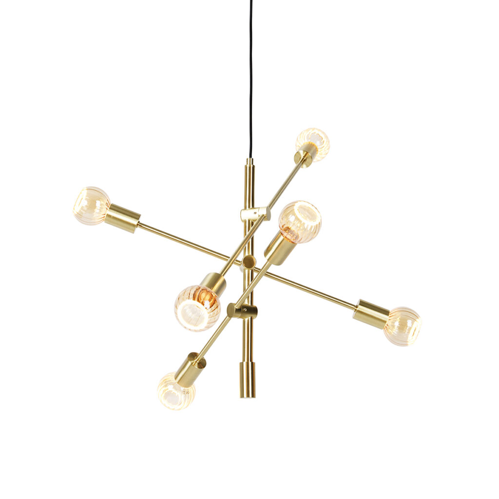 hanglampen Art deco hanglamp messing incl. G80 Sydney Staal