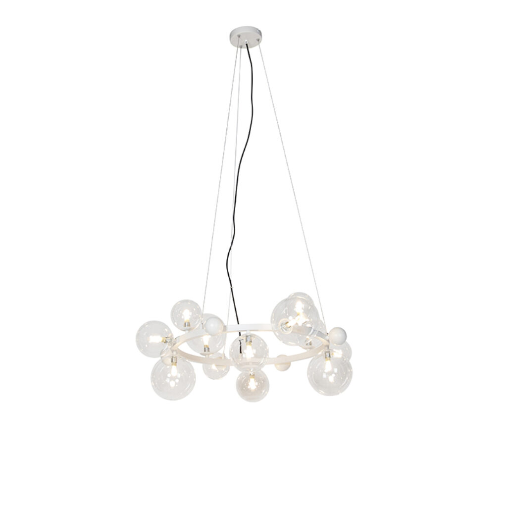 hanglampen Art Deco hanglamp wit met helder glas David StaalGlas Wit Elegantie en stijl staat bij onze Een mooie die is afgewerkt in een tijdloos armatuur