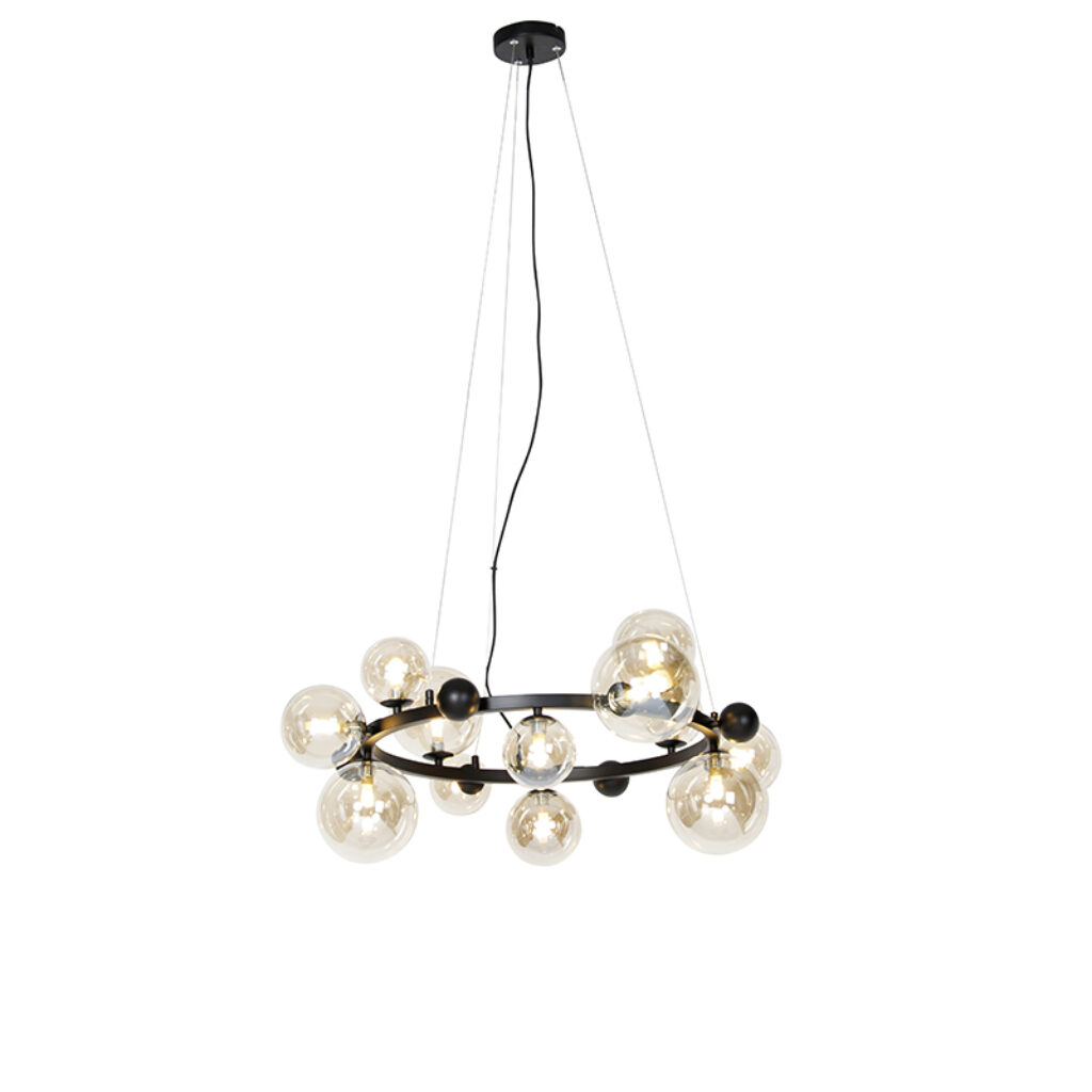 hanglampen Art Deco hanglamp zwart met amber glas David StaalGlas Zwart Elegantie en stijl staat bij onze Het is een mooie die afgewerkt armatuur glas. Deze