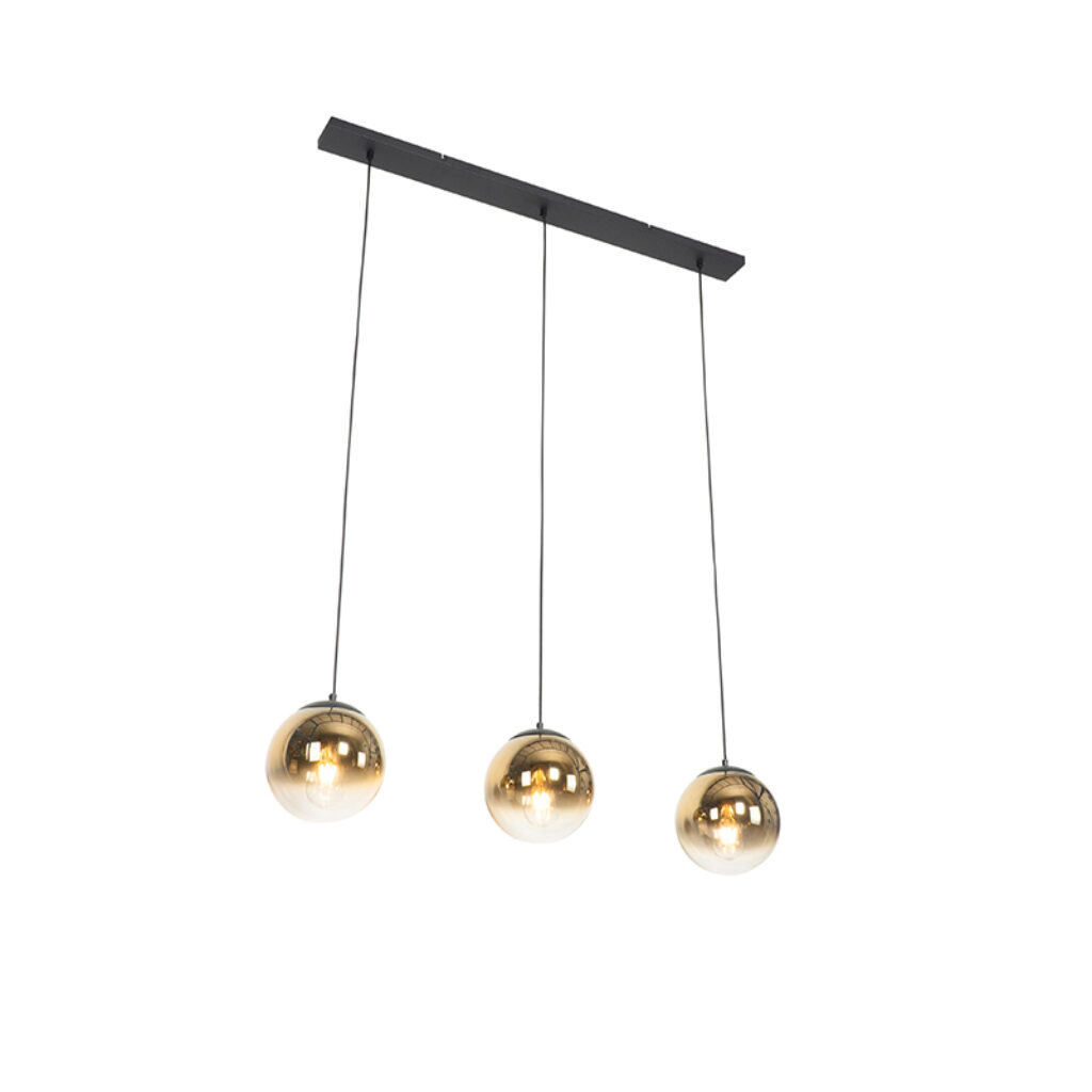 hanglampen Art deco hanglamp zwart met goud glas langwerpig pallon GlasStaal Goud Ben je toe aan een sfeervolle voor bijvoorbeeld boven de Dan is Pallon iets De