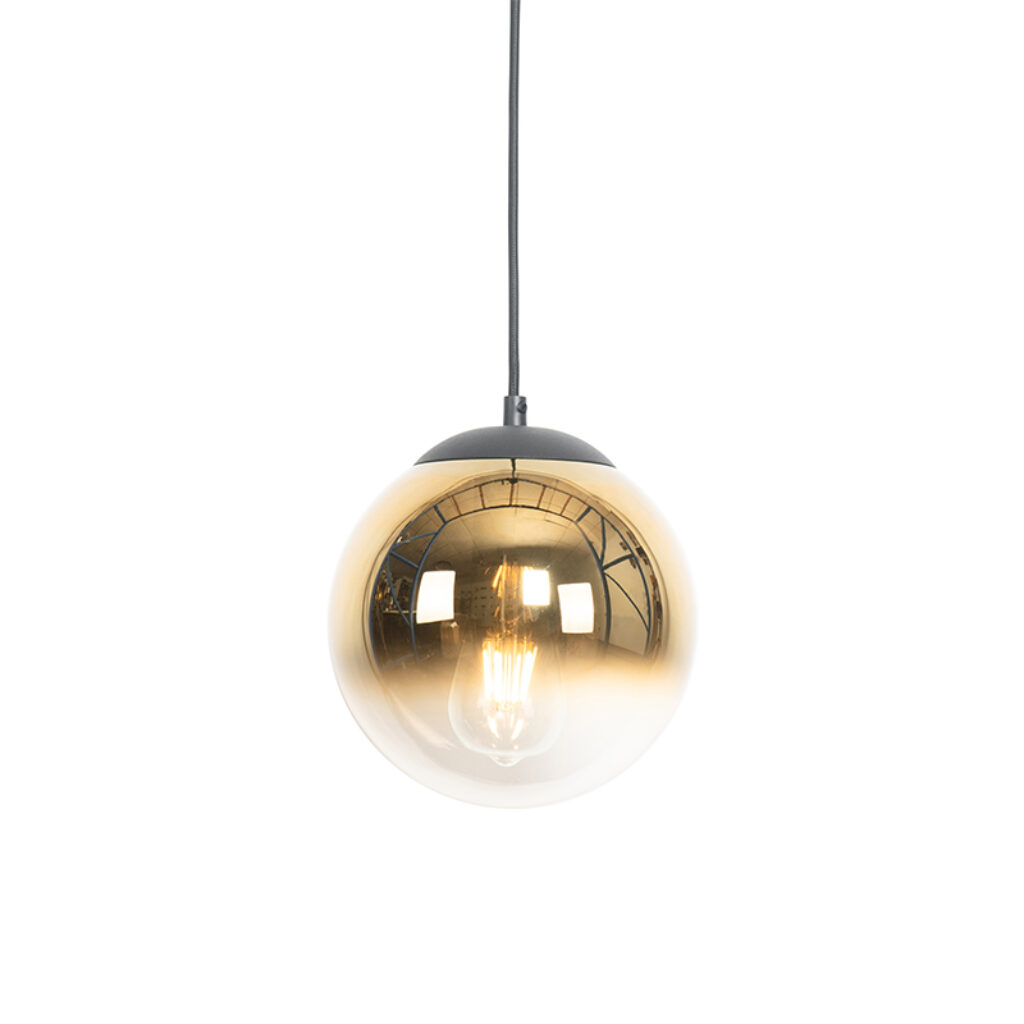 hanglampen Art deco hanglamp zwart met goud glas 20 cm pallon GlasStaal Goud Een stijlvolle in Dat kan onze Pallon. Deco die is afgewerkt en een armatuur. De
